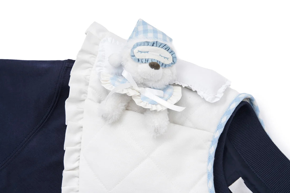 13DE MARZO Nighty Night Bear Collar T-shirt Navy Blue