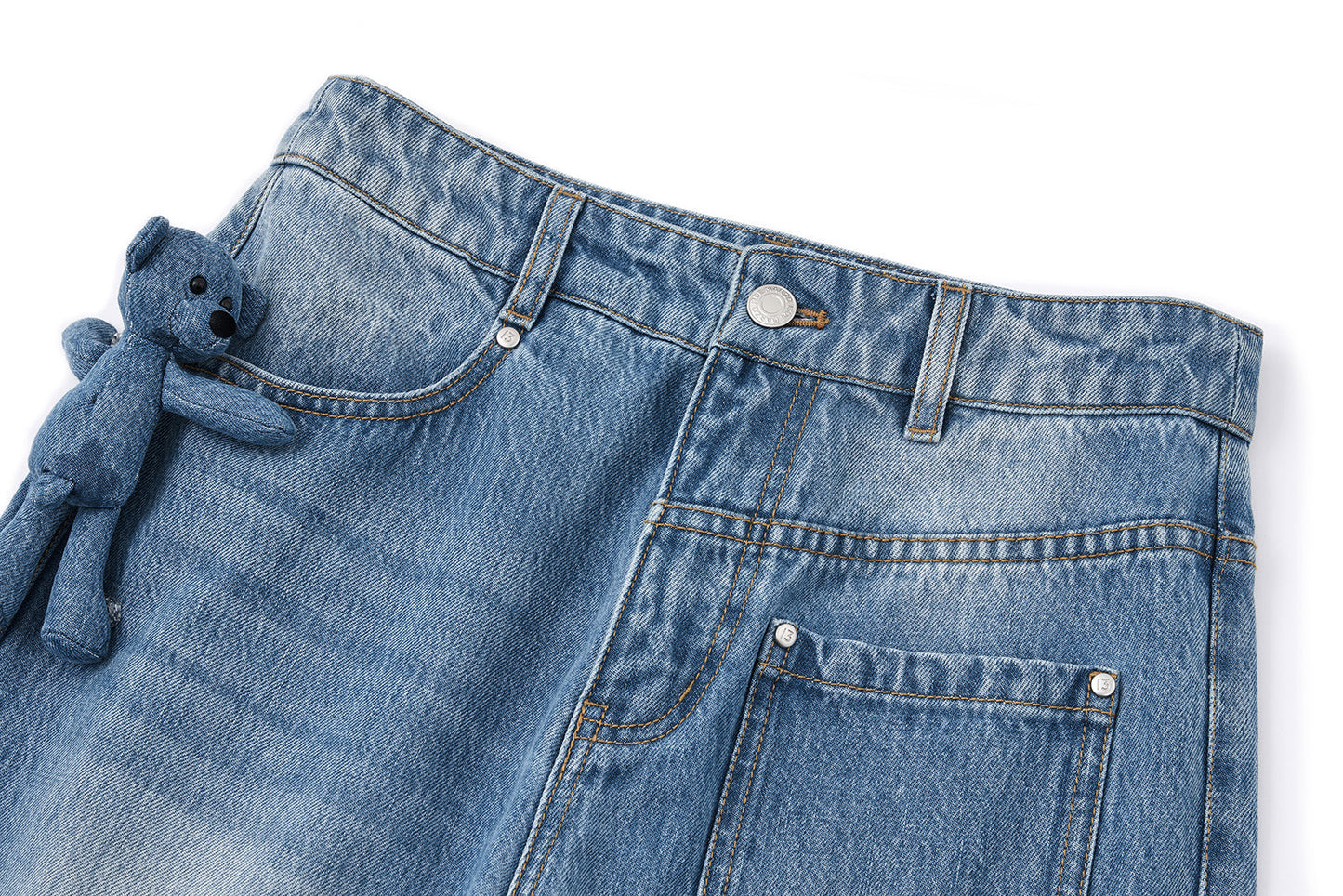 13DE MARZO Doozoo Bear Sketch Print Jeans Blue