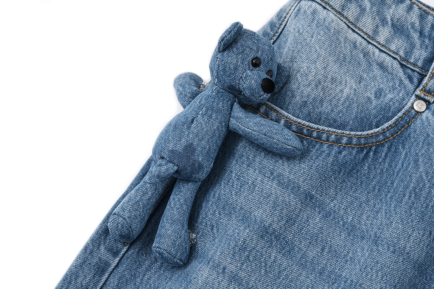 13DE MARZO Doozoo Bear Sketch Print Jeans Blue