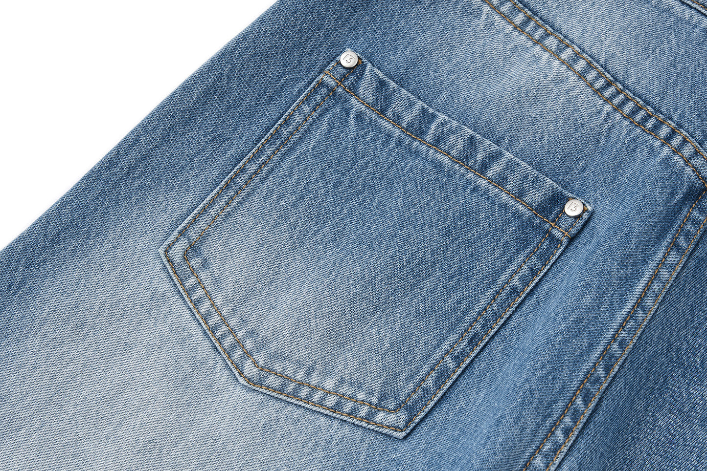 13DE MARZO Doozoo Bear Sketch Print Jeans Blue