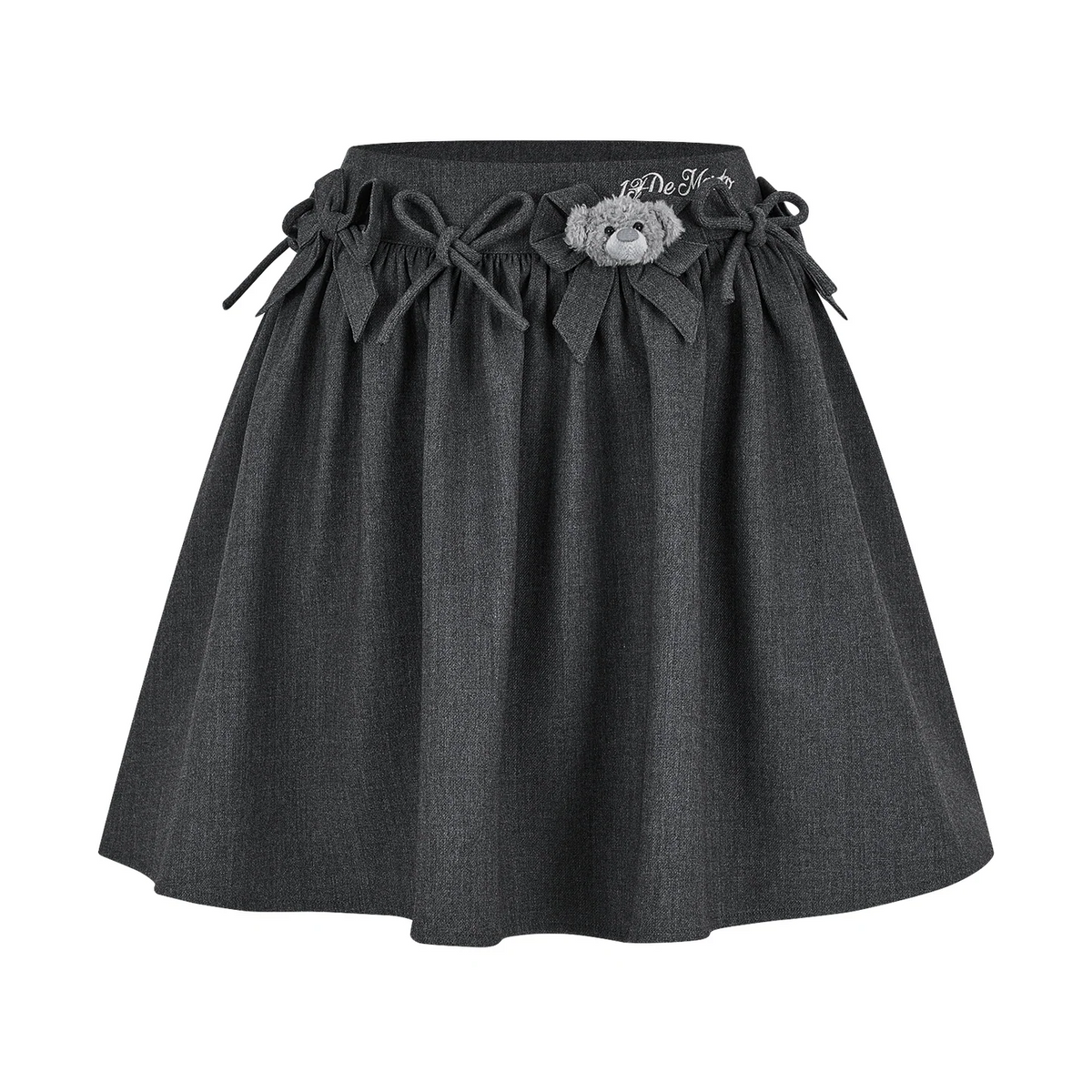 13DE MARZO Mini Bear Bow Blazer Skirt Grey