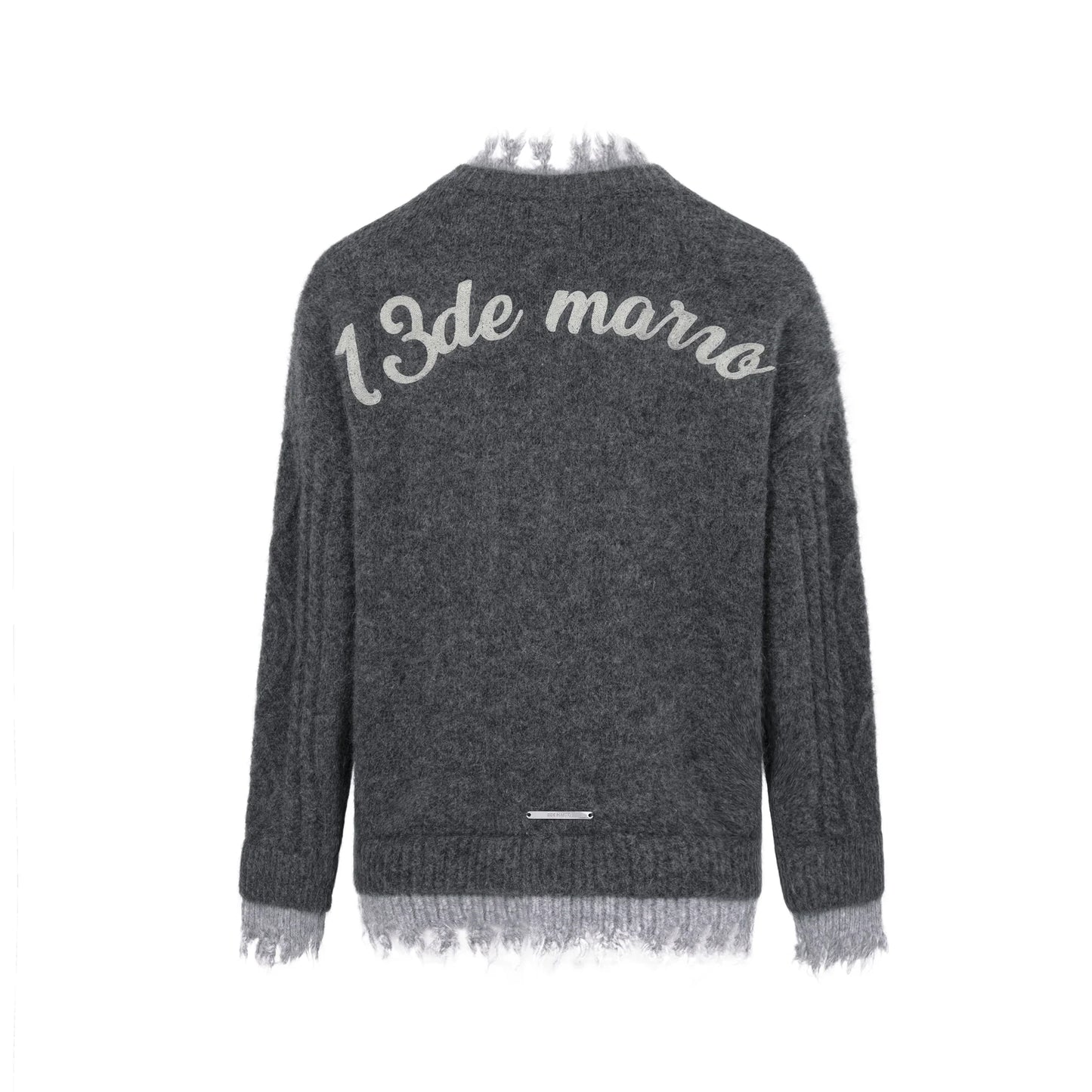 13DE MARZO BEAR BUTTON UNEDGED CARDIGAN
