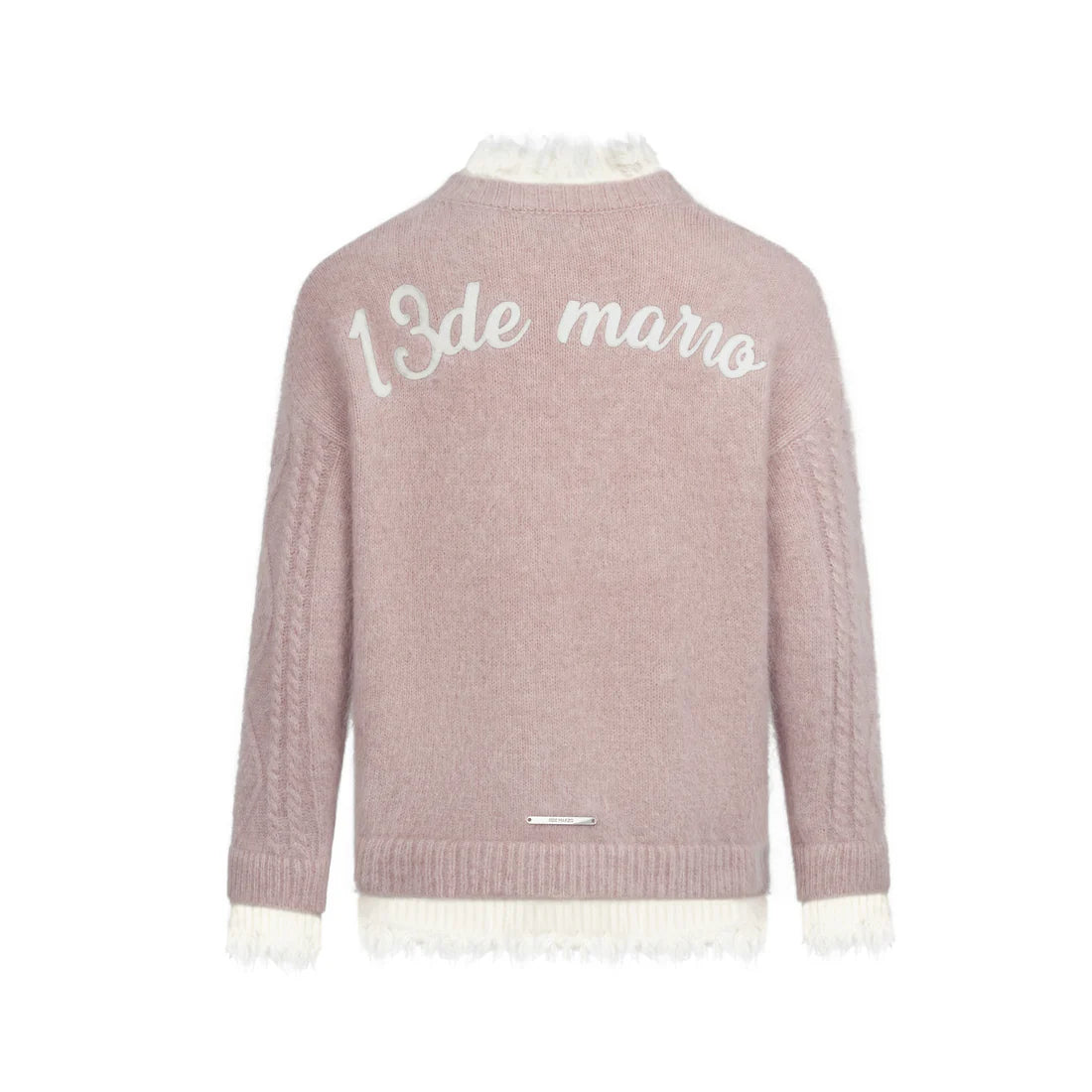 13DE MARZO BEAR BUTTON UNEDGED CARDIGAN