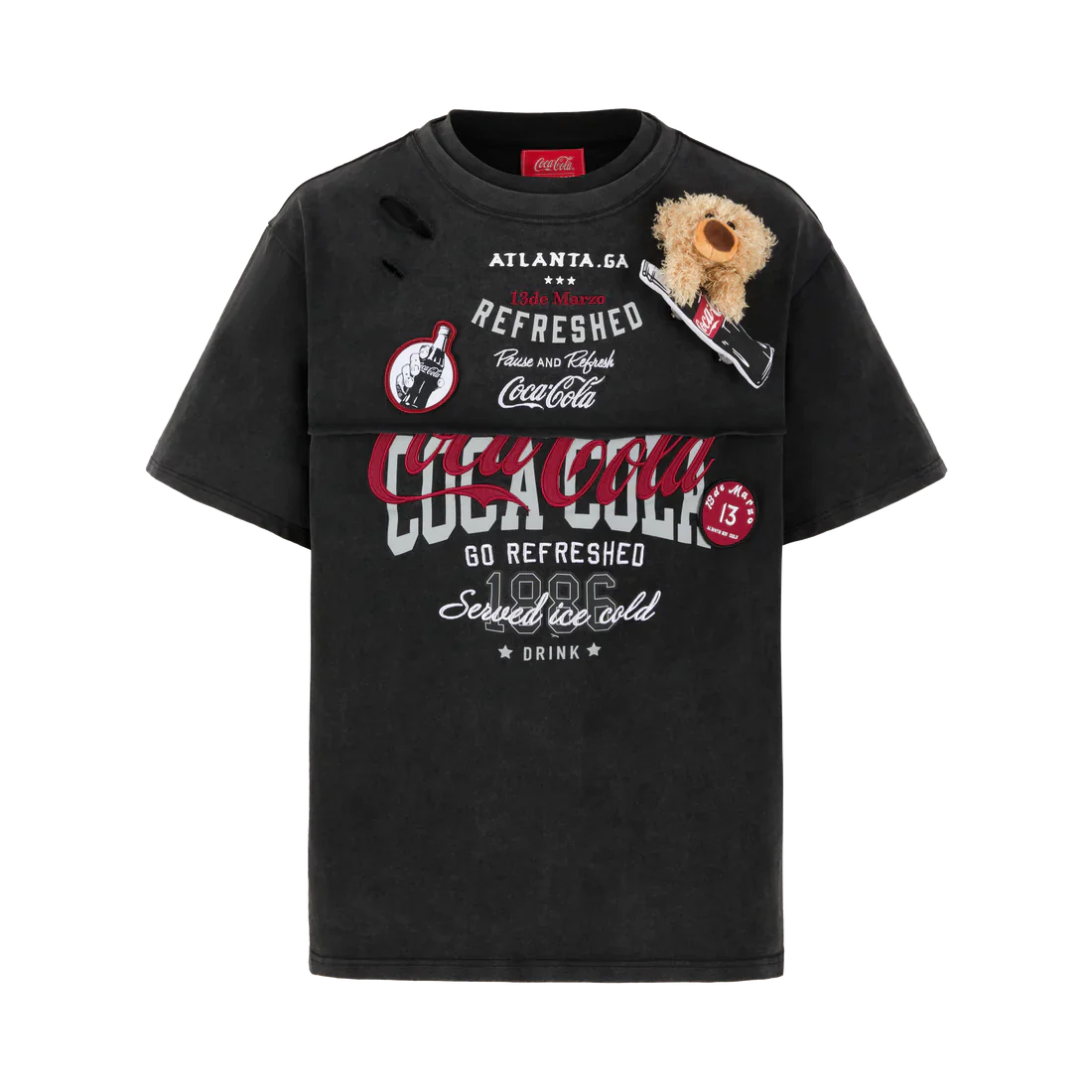 13DE MARZO COCA-COLA BEAR LAYERED LOGO T-SHIRT