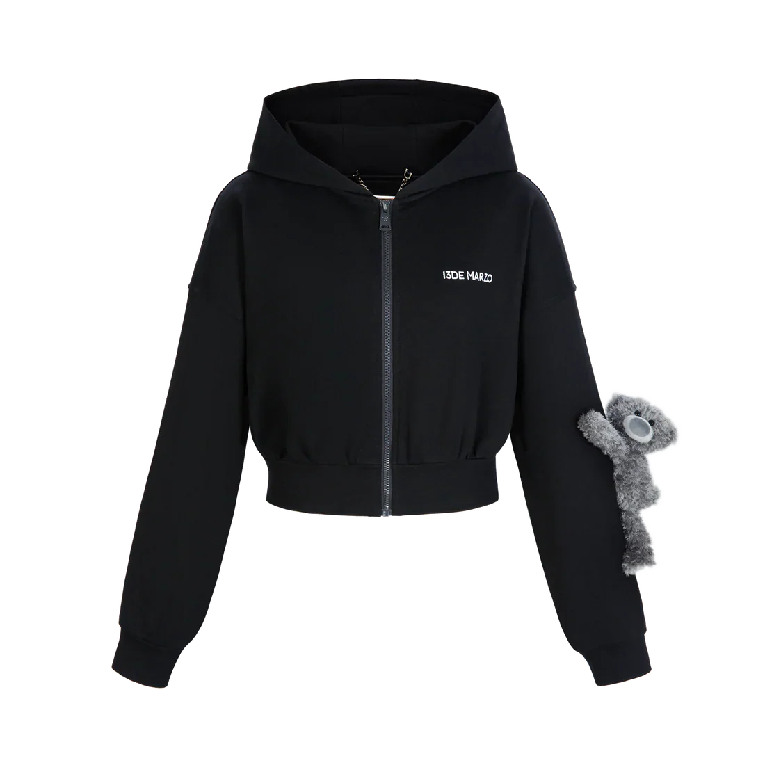 13DE MARZO Doozoo Sports Zipped Hoodie BLACK