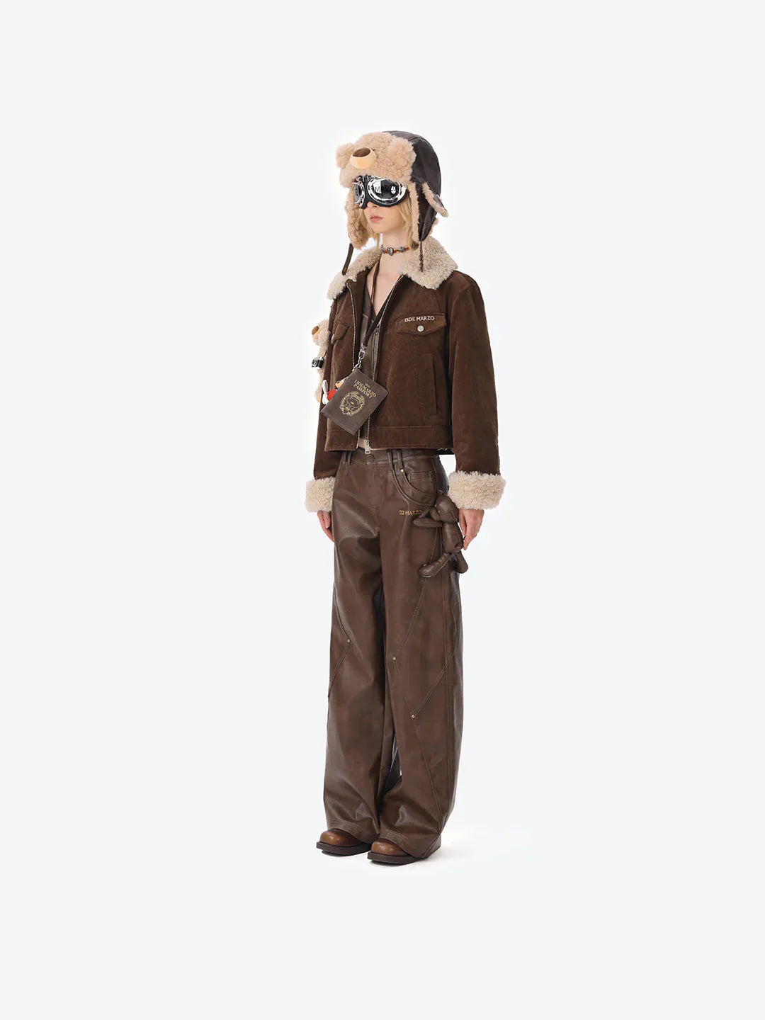 13DE MARZO Pilot Bear Vintage Hat Brown