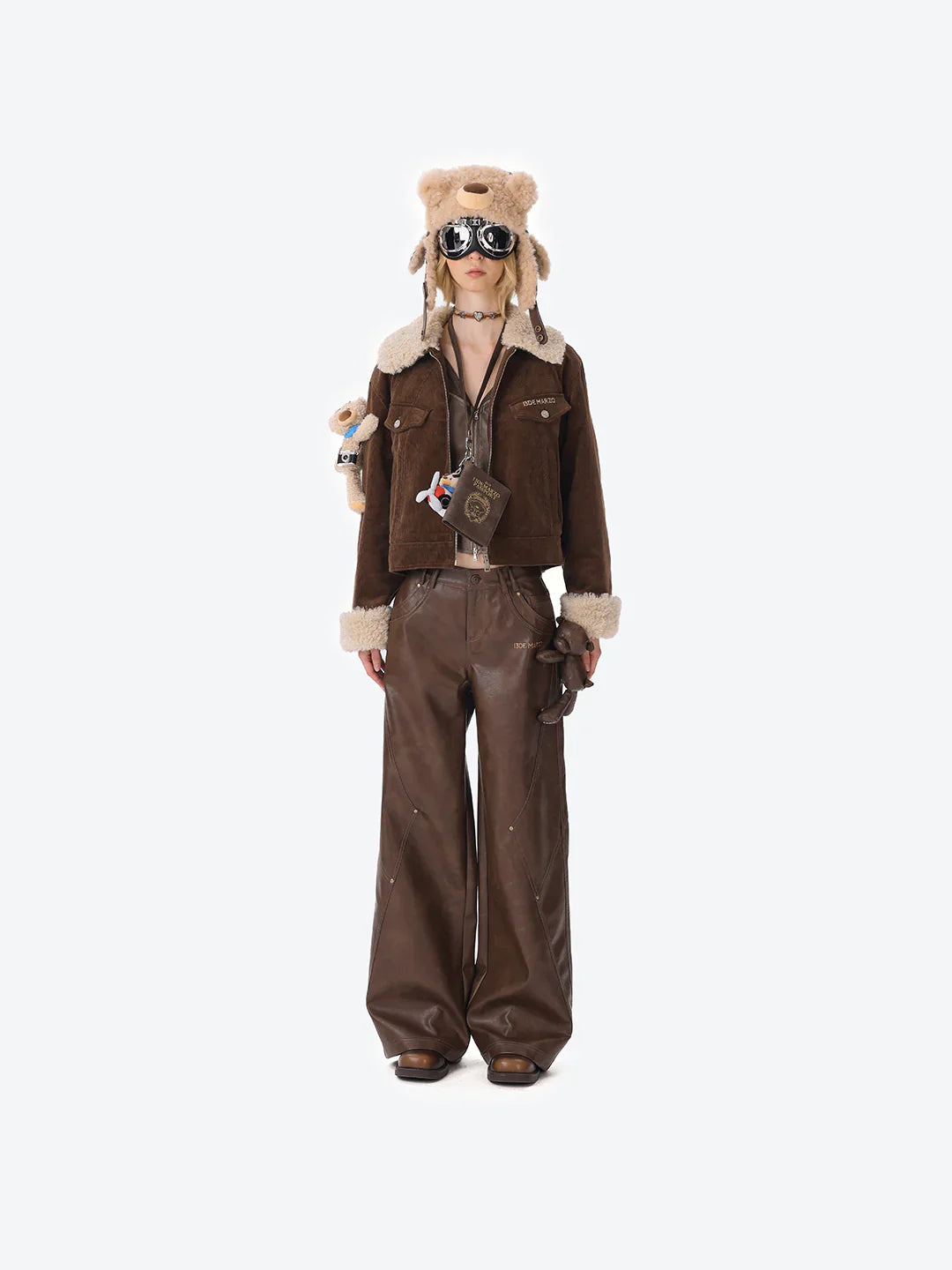 13DE MARZO Pilot Bear Vintage Hat Brown