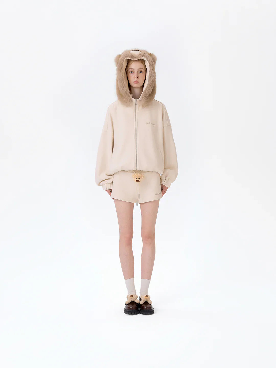 13DE MARZO Doozoo Zipper Hoodie Beige