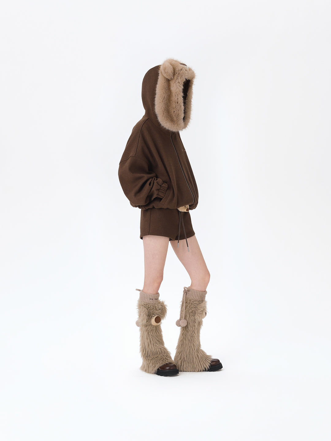 13DE MARZO Doozoo Zipper Hoodie Brown
