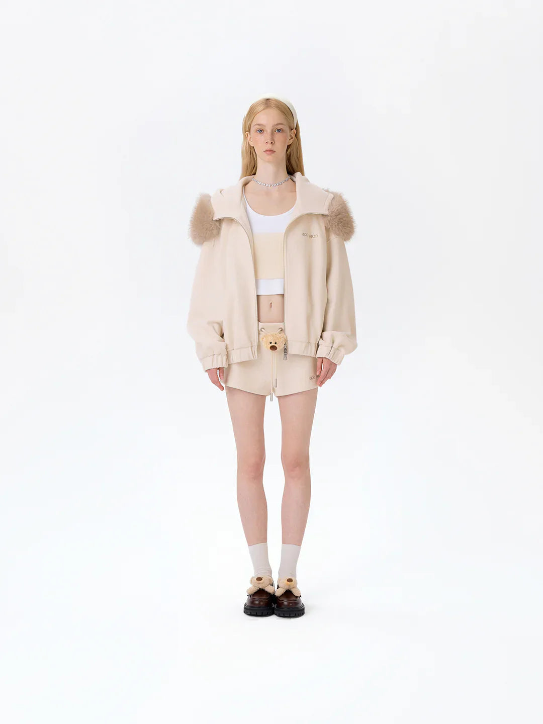 13DE MARZO Doozoo Zipper Hoodie Beige