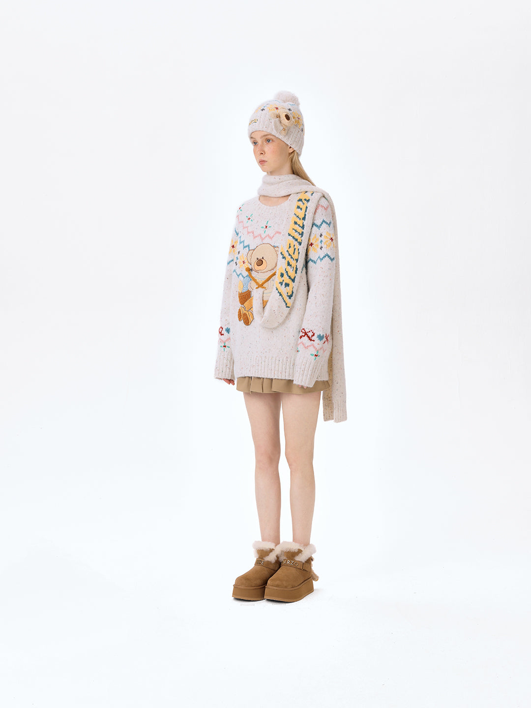 13DE MARZO Fair Isle Bear Beanie