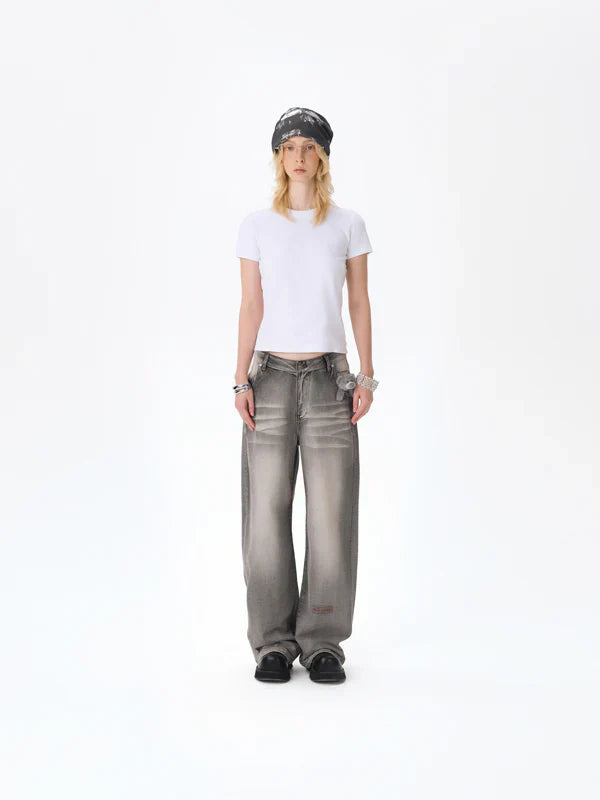 13DE MARZO Bear Stamped Logo Blade Jeans