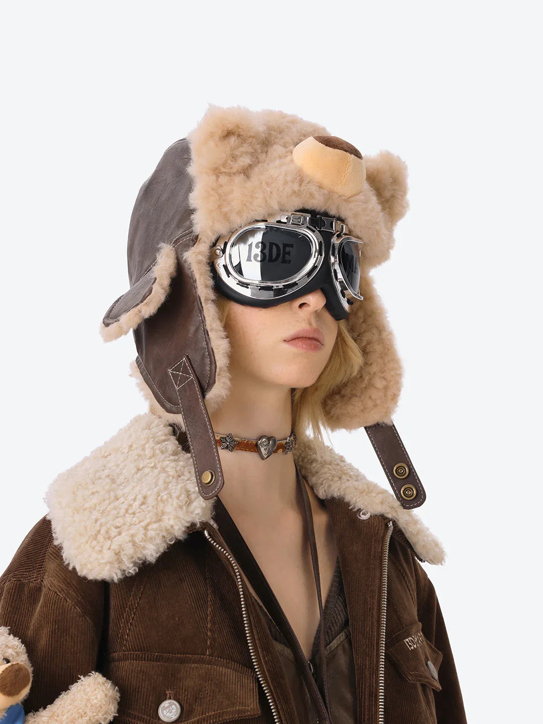 13DE MARZO Pilot Bear Vintage Hat Brown