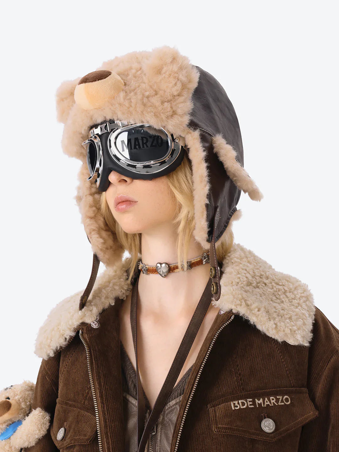 13DE MARZO Pilot Bear Vintage Hat Brown