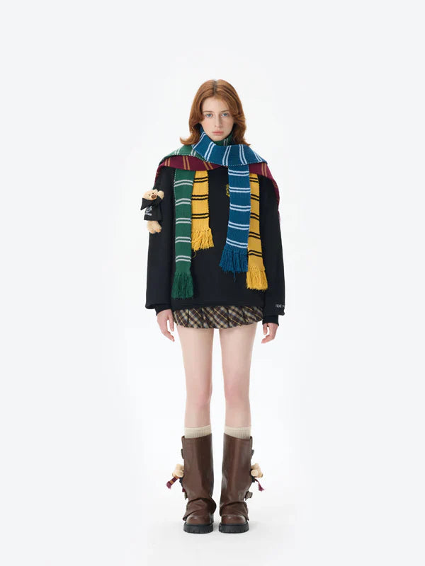 Harry Potter × 13DE MARZO Hogwarts Four Houses Bear Scarf Sweater
