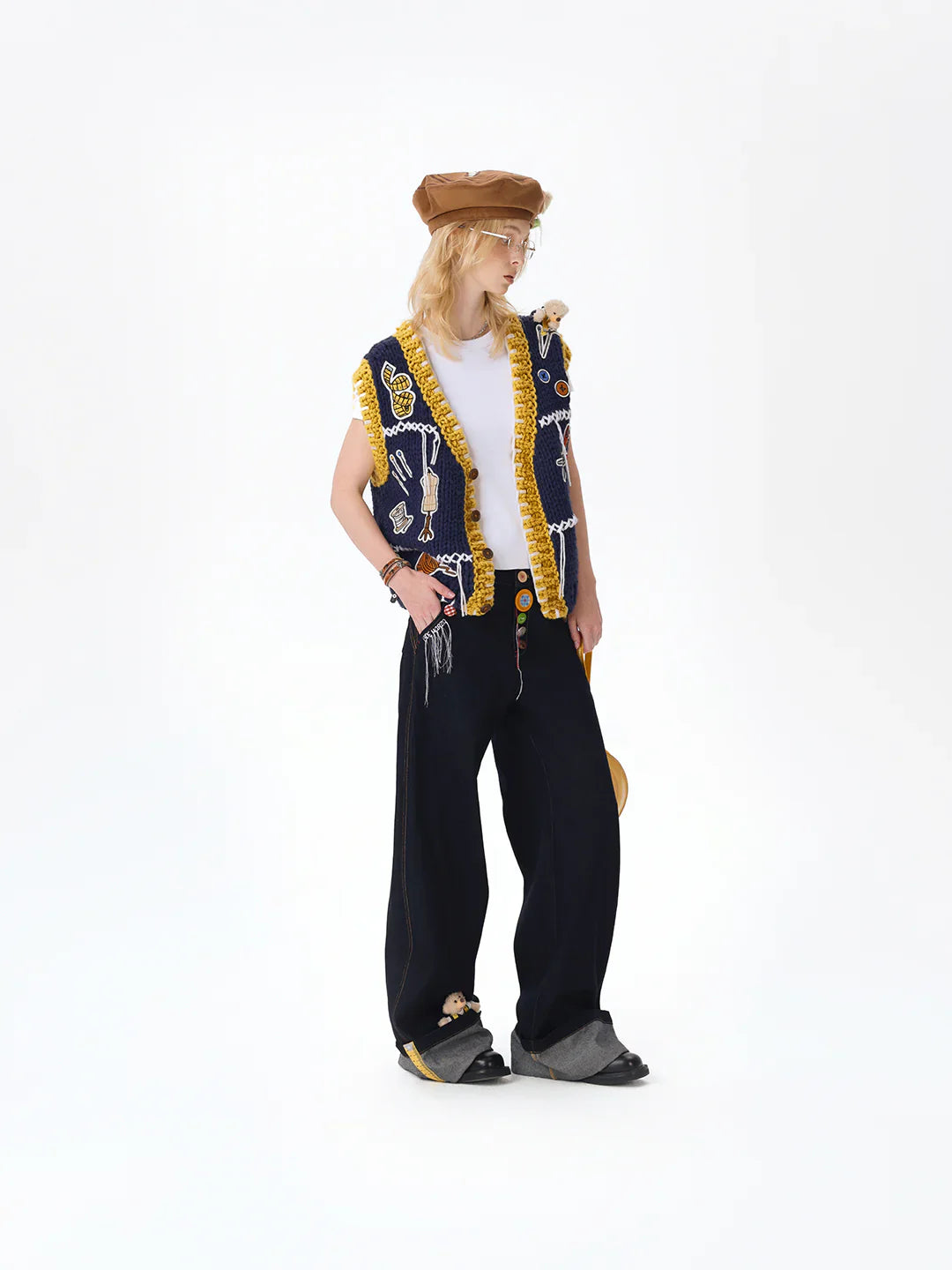 13DE MARZO Tailor Bear Button Jeans Navy Blue