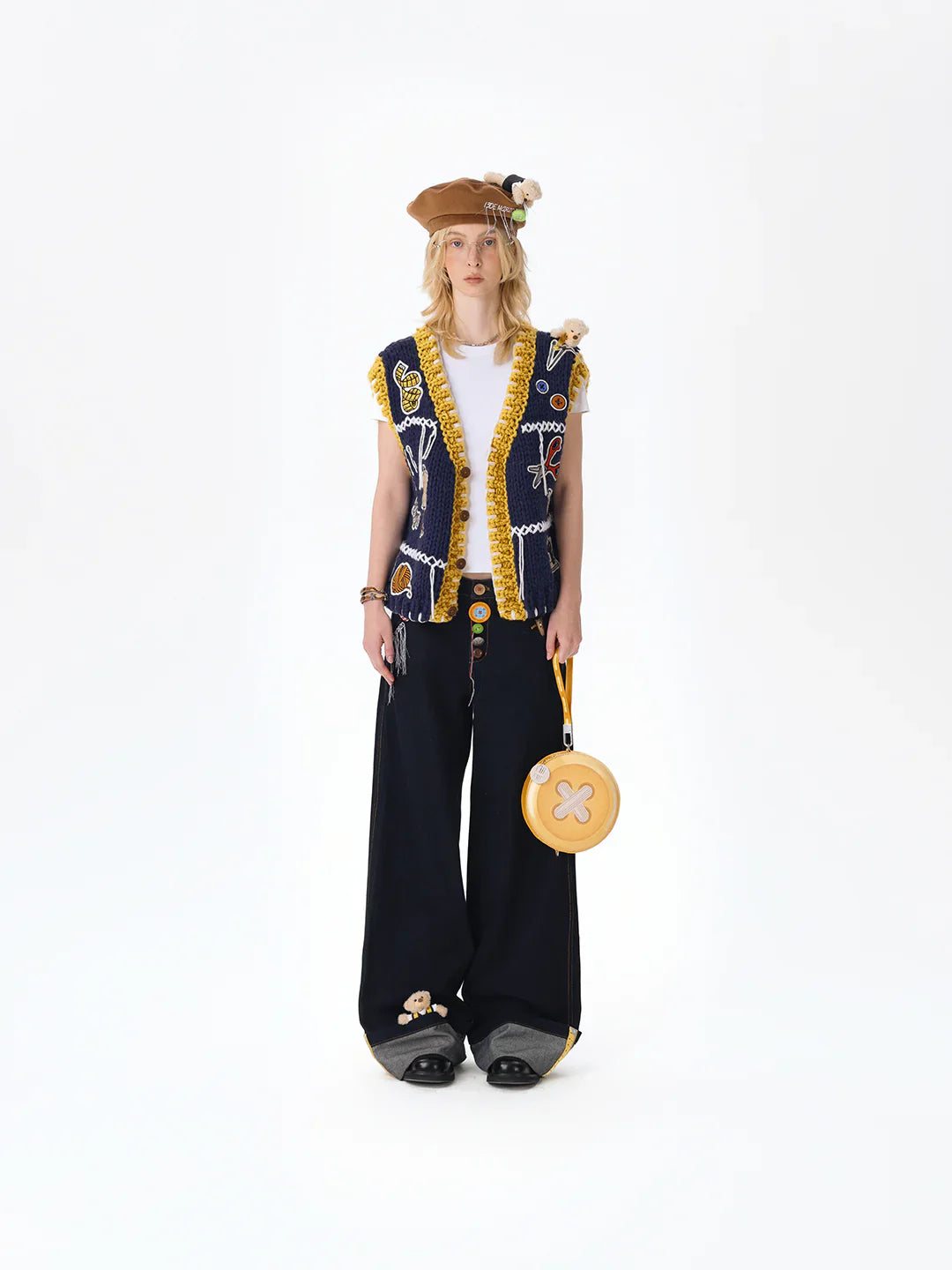 13DE MARZO Tailor Bear Button Jeans Navy Blue