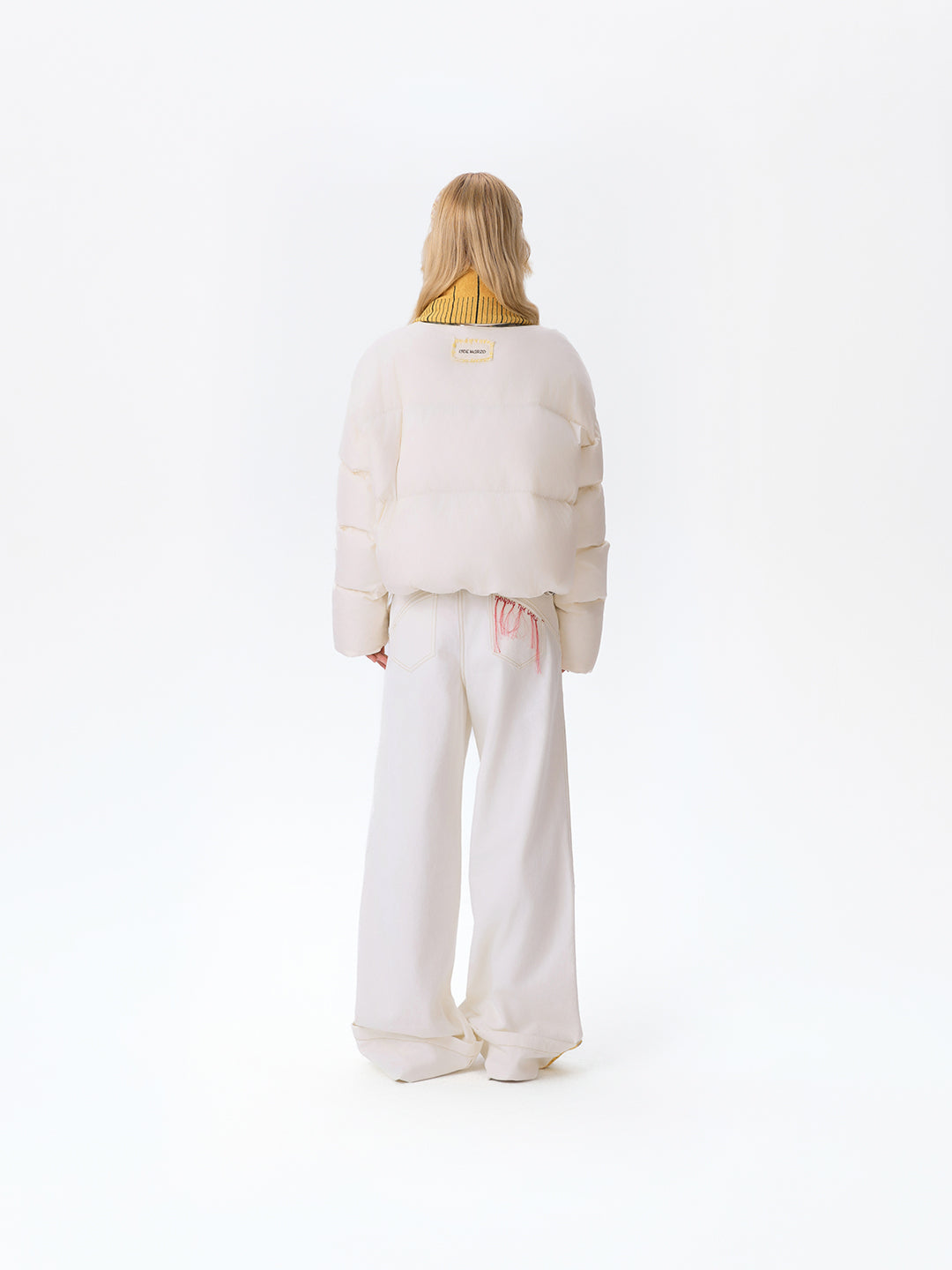 13DE MARZO Tailor Bear Button Jeans White