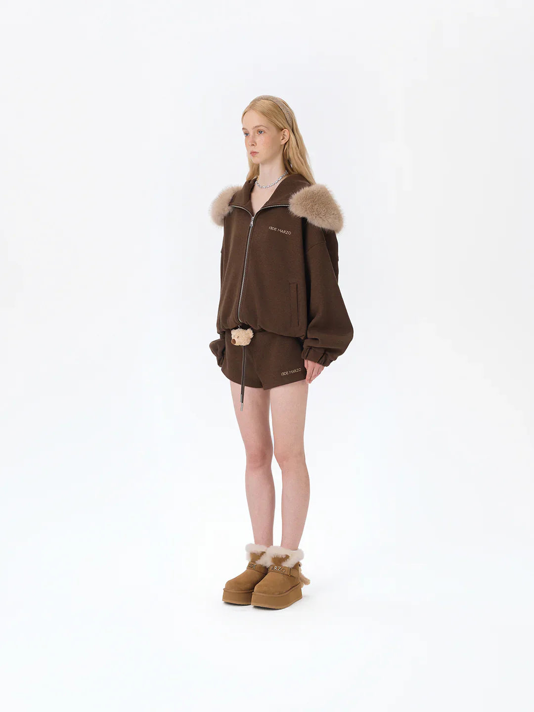 13DE MARZO Bear Plush Snow Boots Khaki