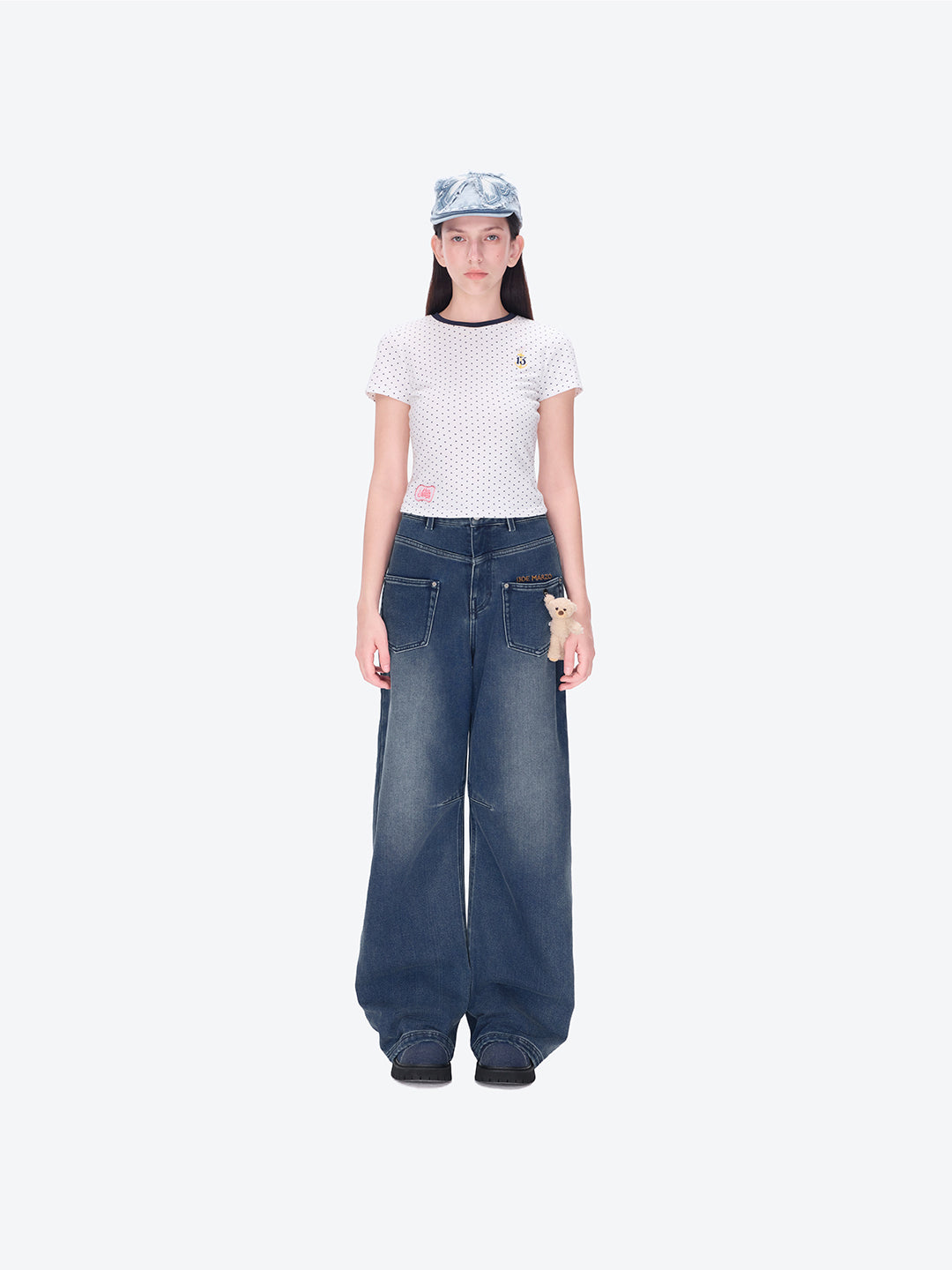 13DE MARZO Bear Brushed Relaxed Jeans Blue