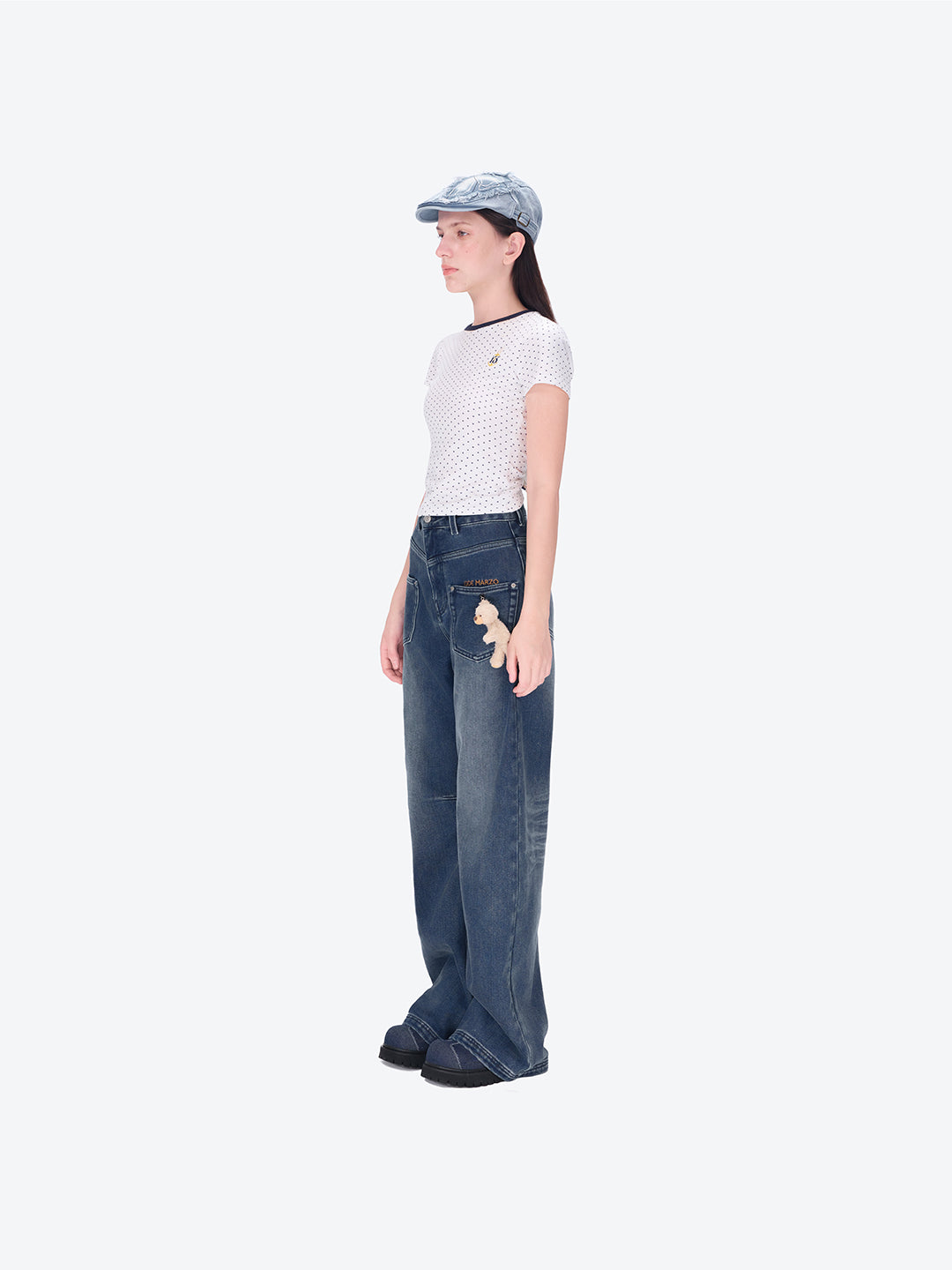 13DE MARZO Bear Brushed Relaxed Jeans Blue