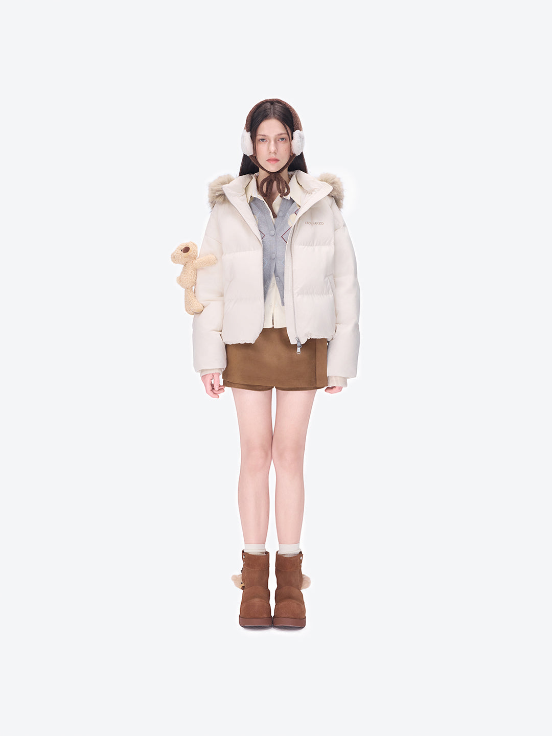 13DE MARZO Logo Snow Boots Brown