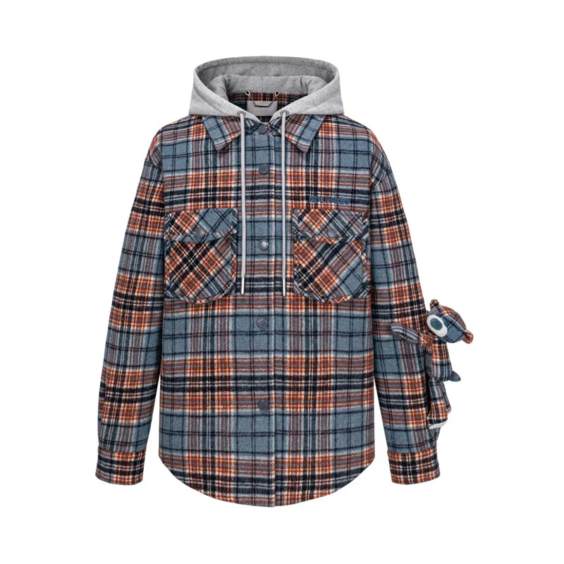 13DE MARZO Doozoo Checked Hooded Jacket