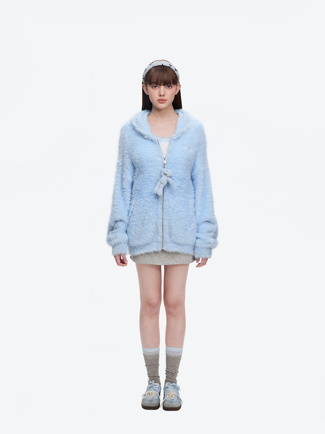 13DE MARZO Faux Mink Fur Zip Jacket
