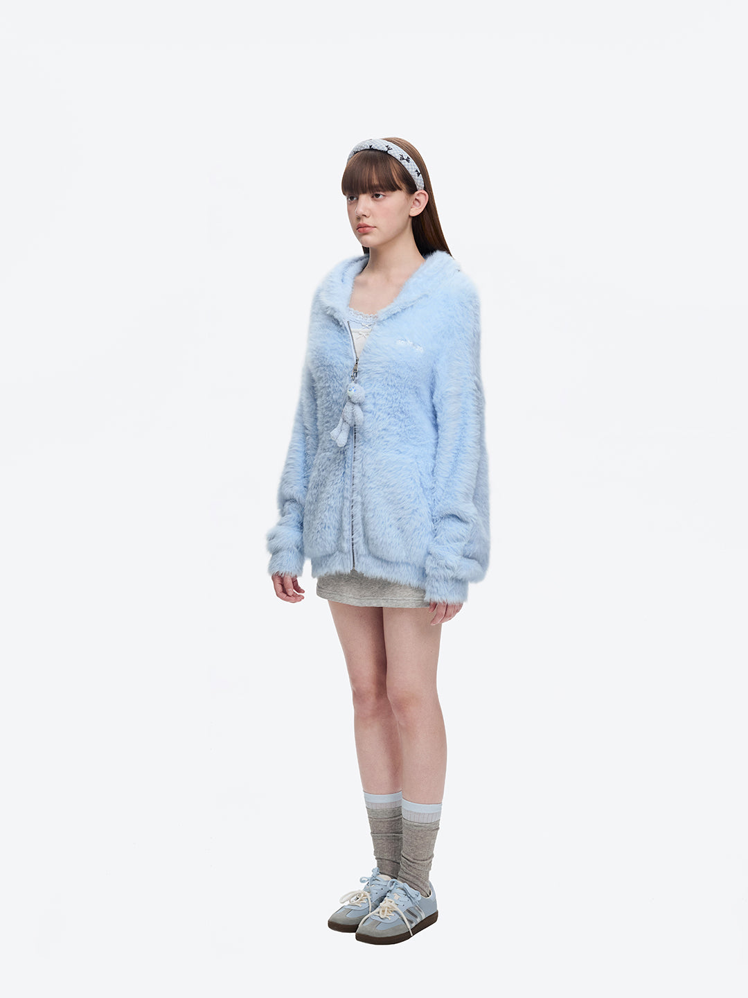 13DE MARZO Faux Mink Fur Zip Jacket