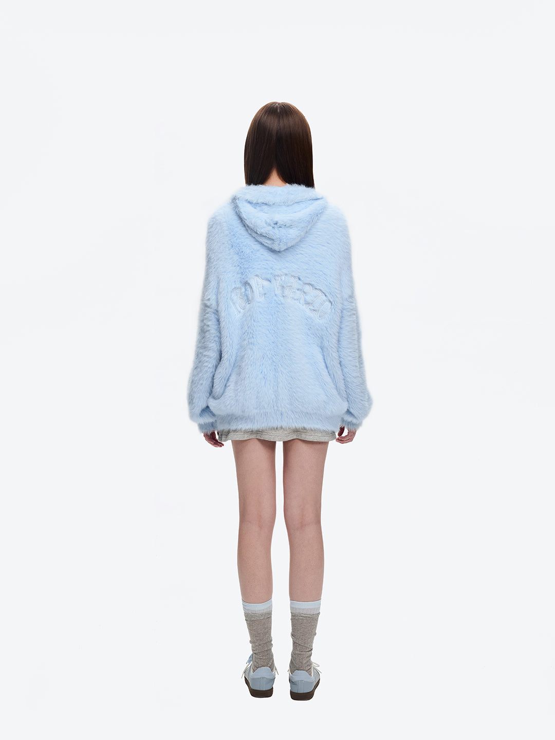 13DE MARZO Faux Mink Fur Zip Jacket