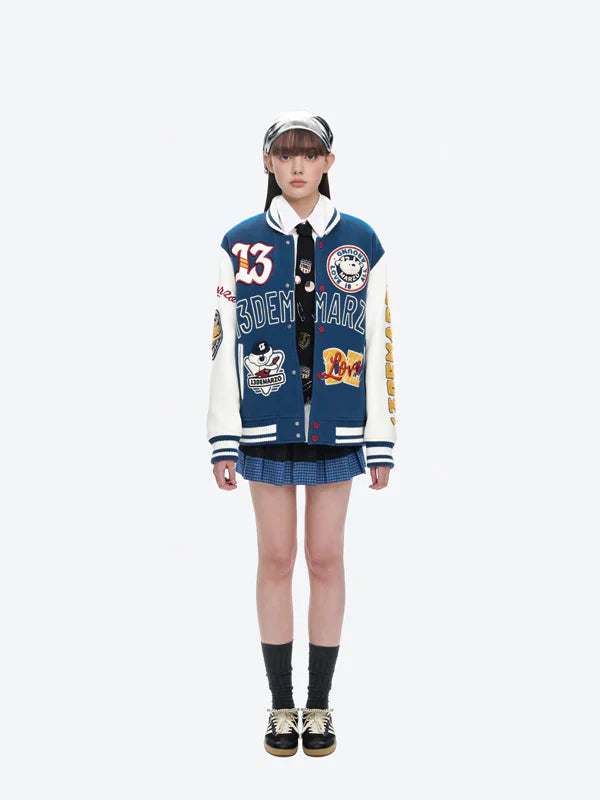 13DE MARZO Doozoo Retro Instruments Baseball Jacket