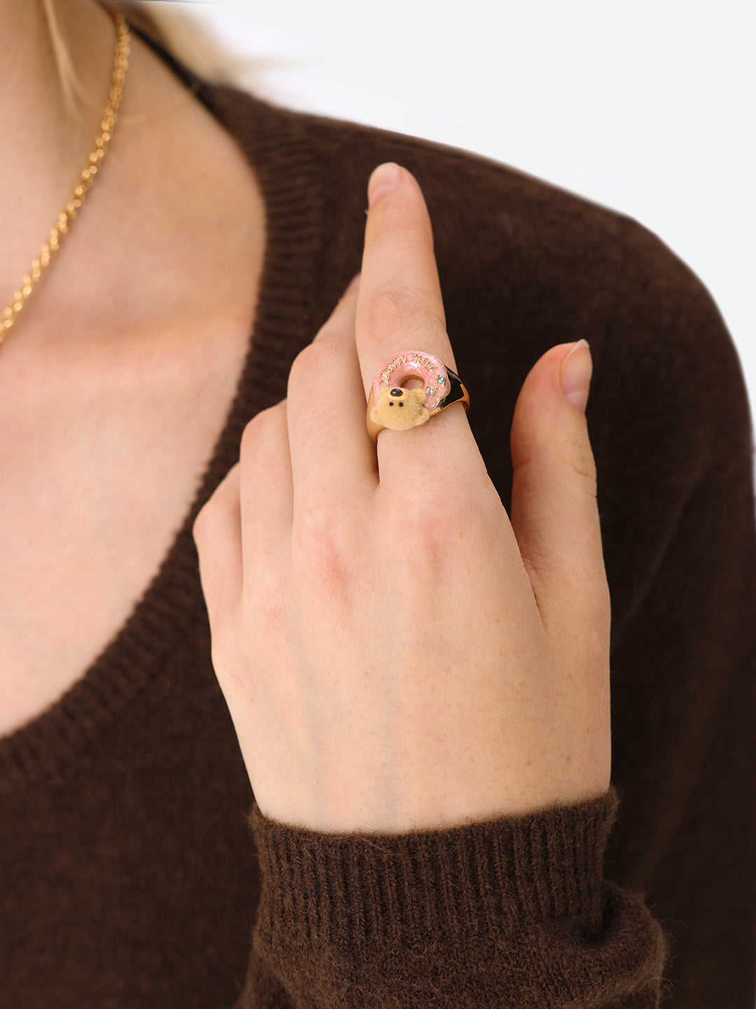 13DE MARZO Donut Bear Ring Golden