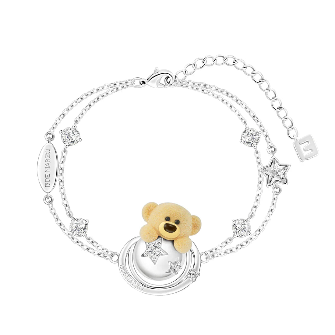 13DE MARZO Bear Planet Zircon Double Bracelet