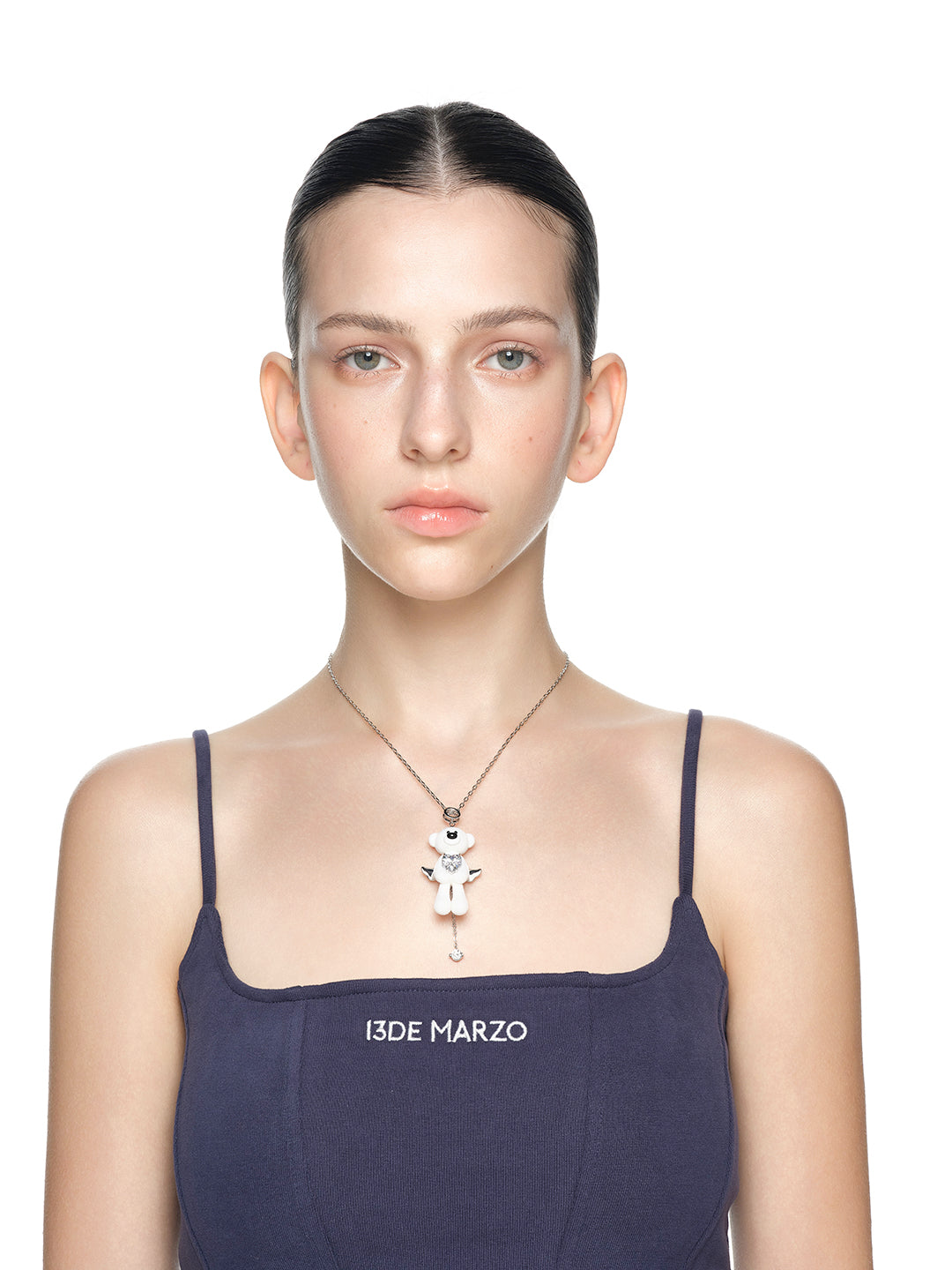 13DE MARZO Bear Angel Zircon Necklace