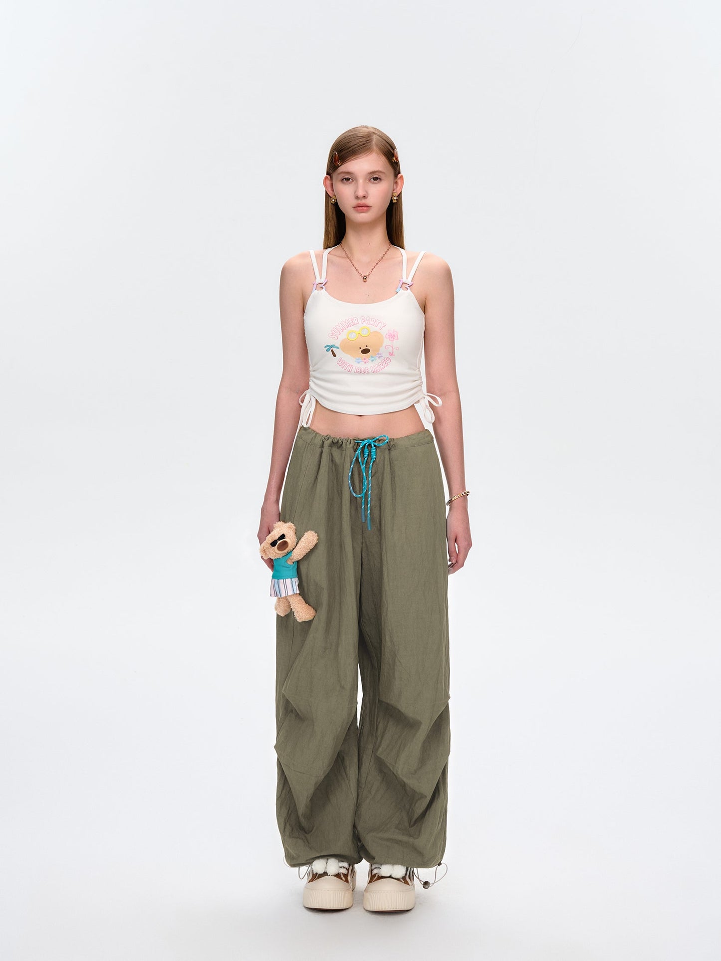 13DE MARZO Wide Cargo Trousers Green