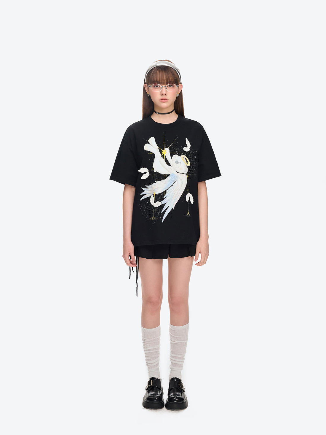13DE MARZO Angel Devil Bear T-Shirt Black