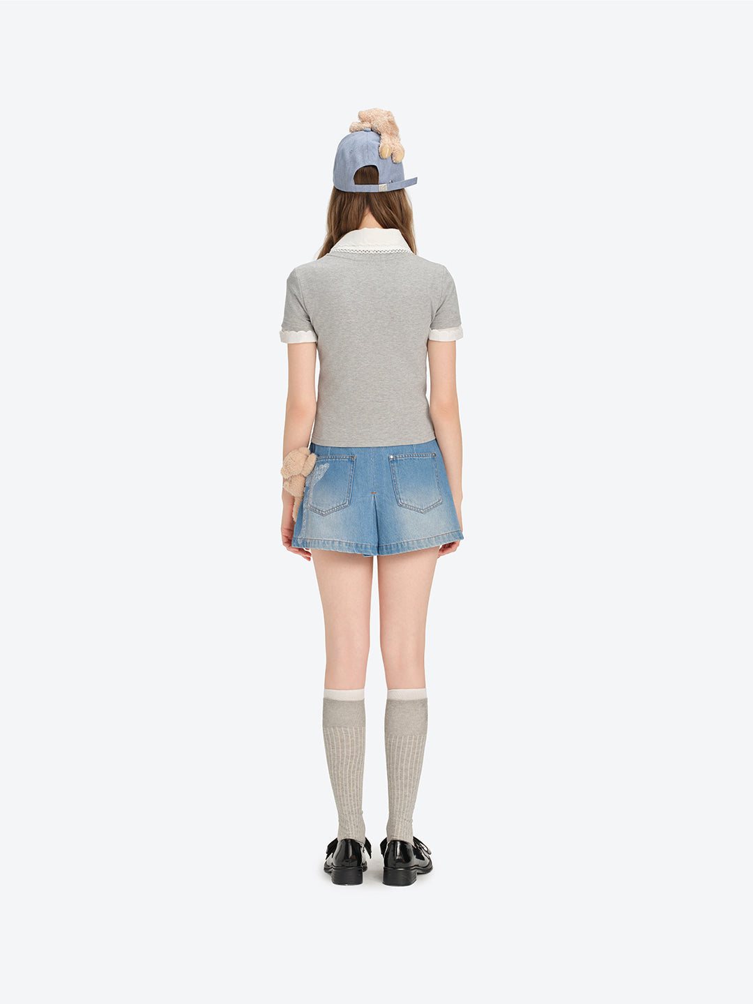 13DE MARZO Misposition Printing Denim Dress Blue