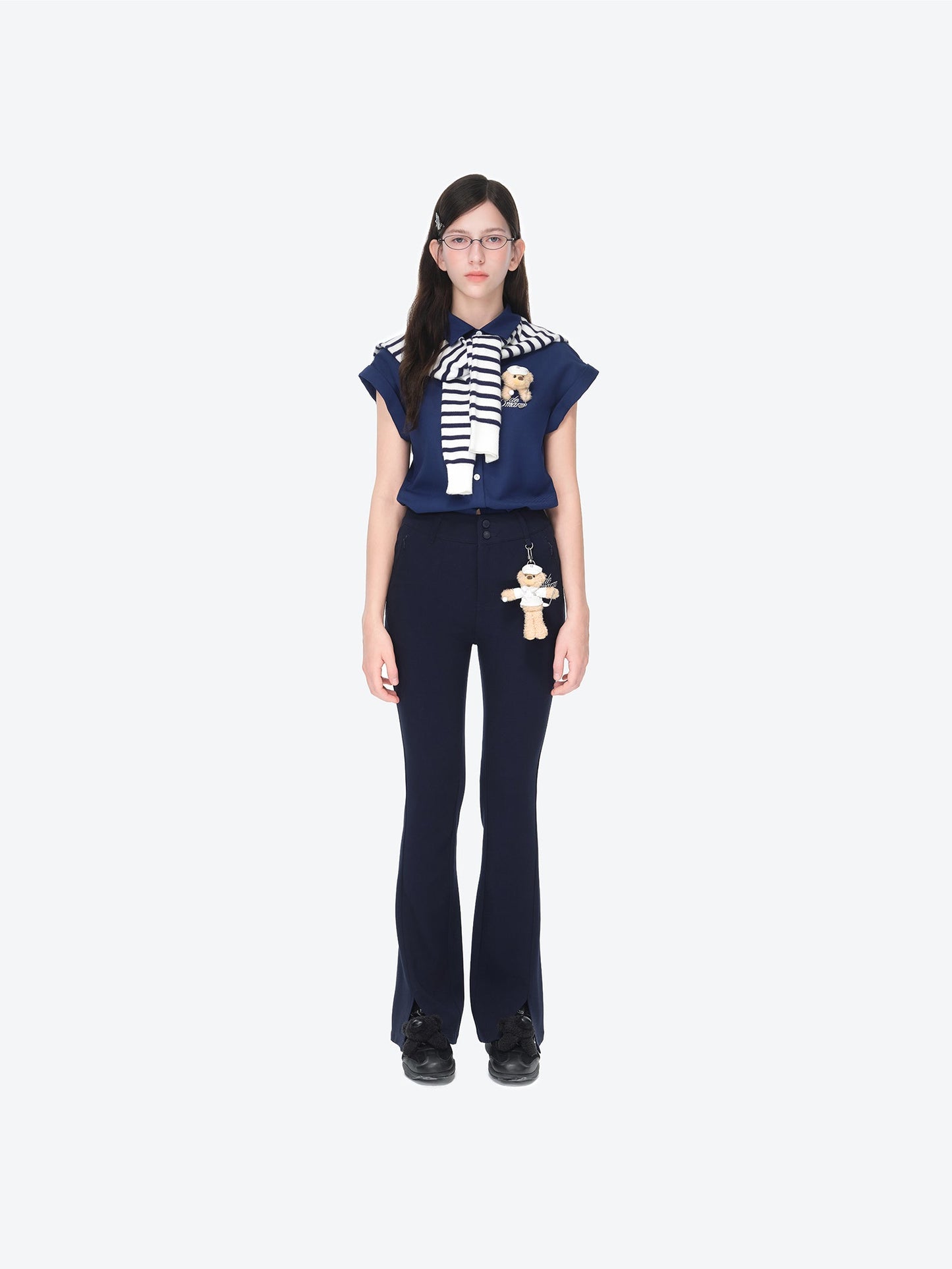 13DE MARZO Golf Bear Trousers Navy Blue