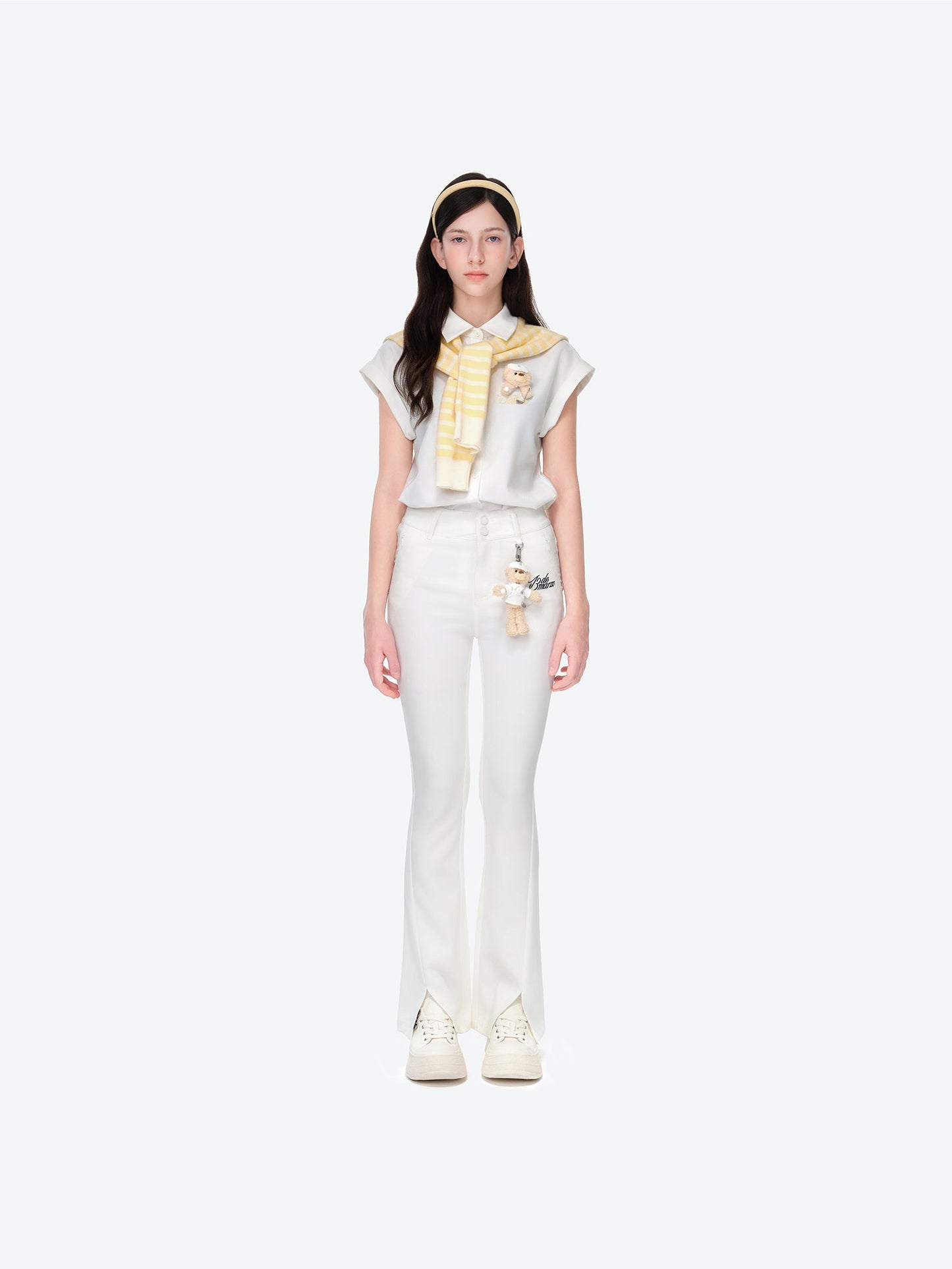 13DE MARZO Golf Bear Trousers White