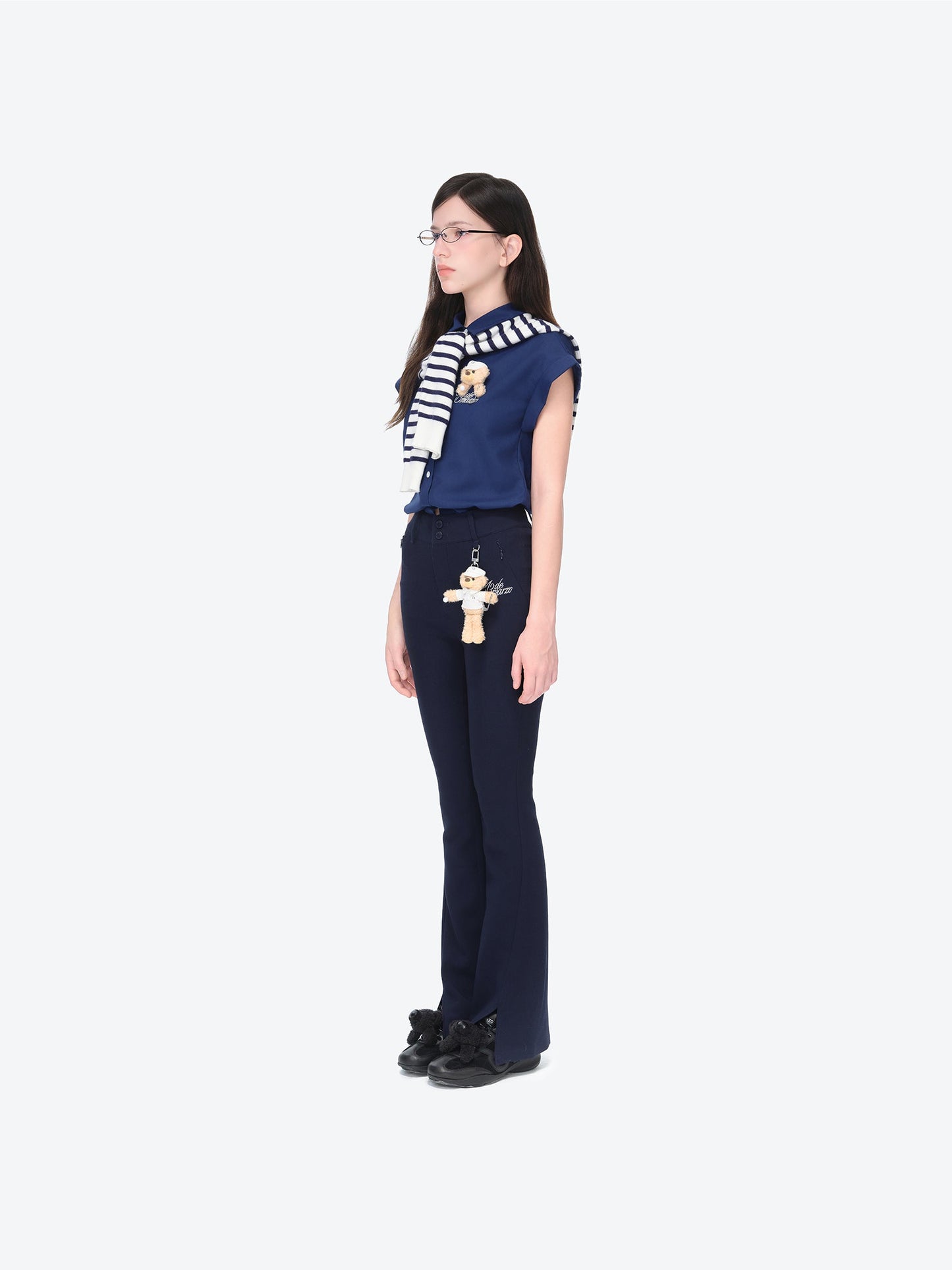 13DE MARZO Golf Bear Trousers Navy Blue