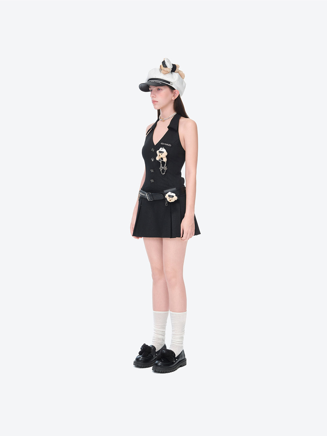 13DE MARZO Halter Neck Blazer Dress Black