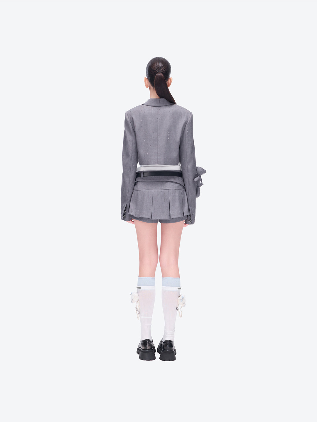 13DE MARZO Short Sparkle Blazer Grey