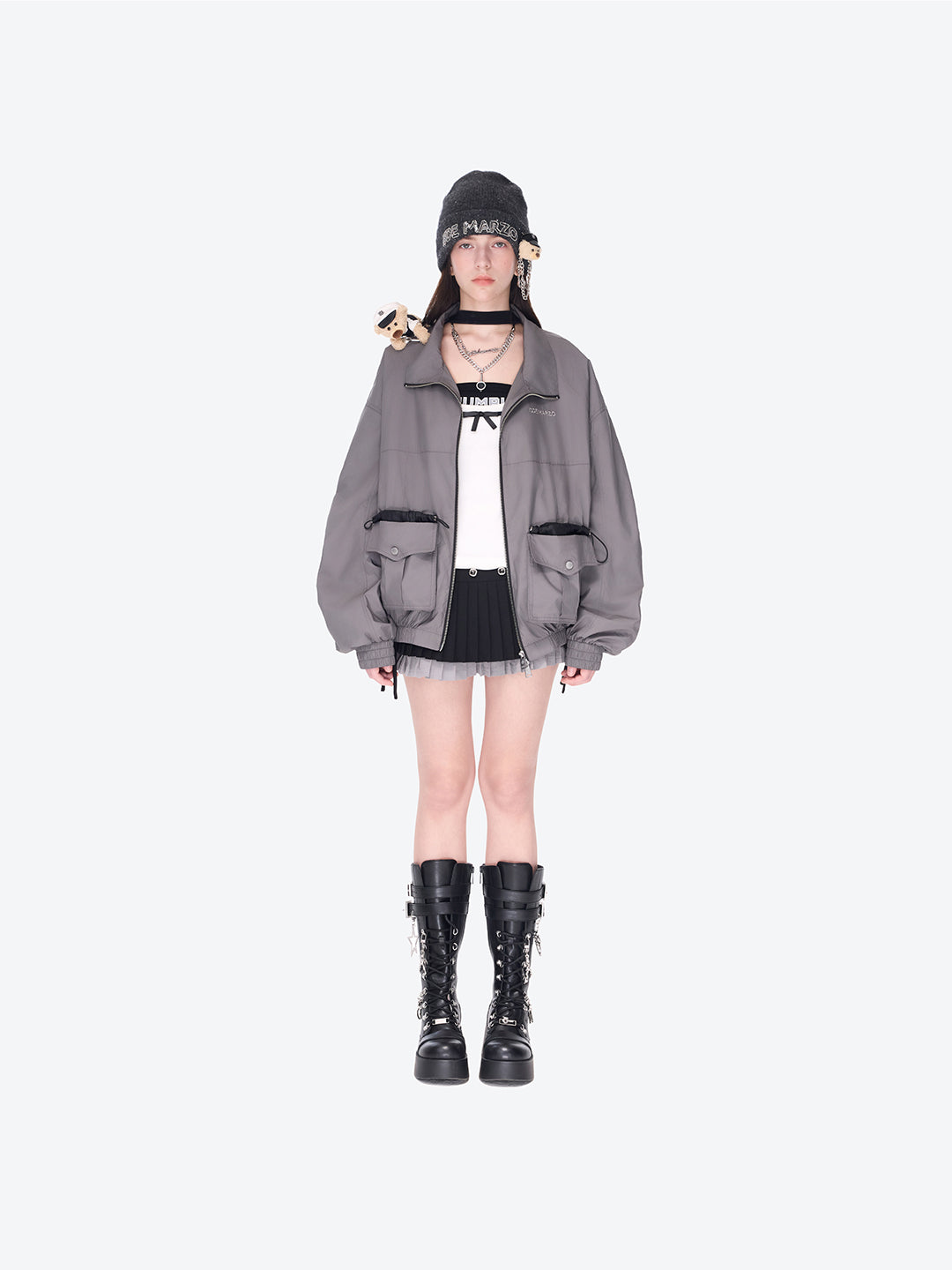 13DE MARZO Bear Sparkle Beanie Dark Grey