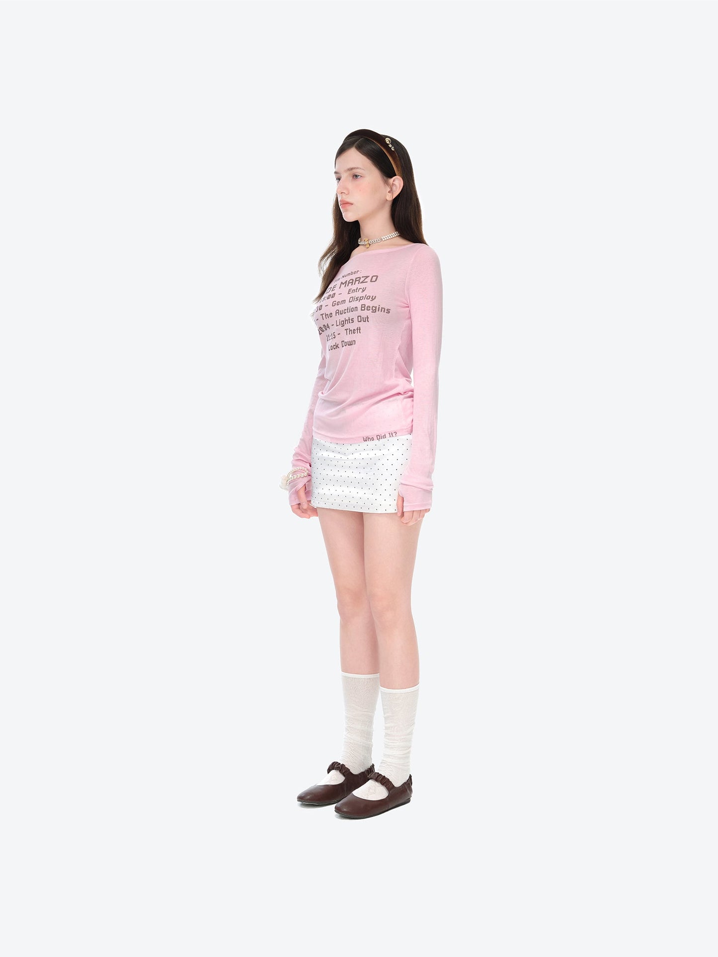 13DE MARZO Timeline Print Undershirt Pink