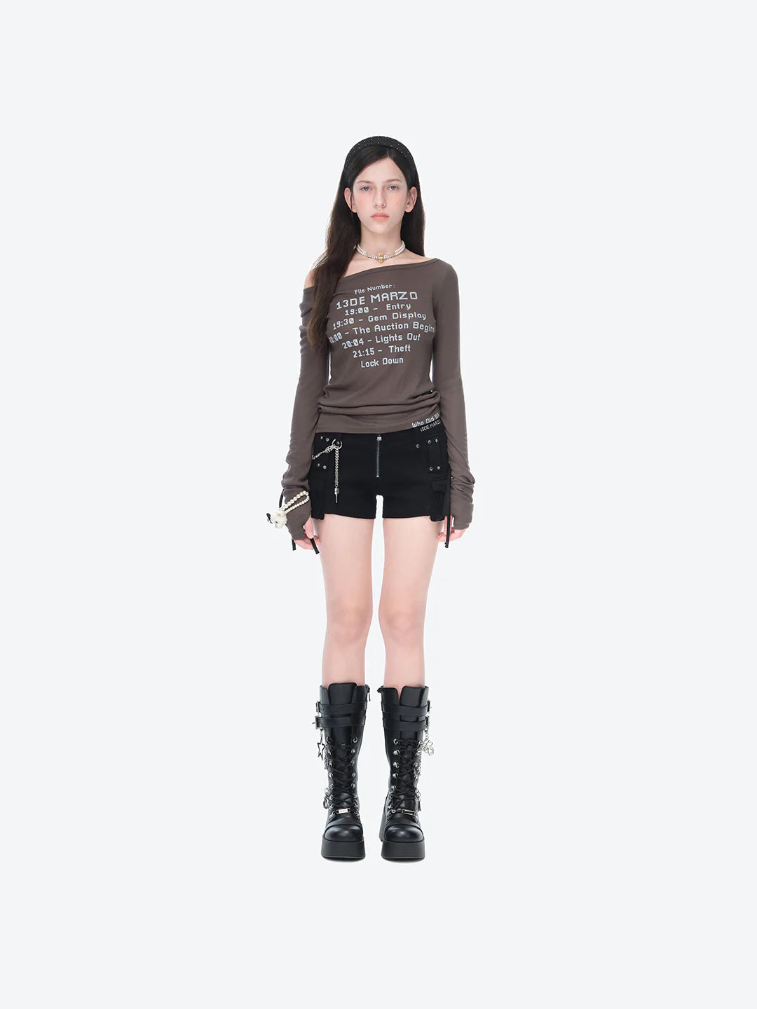 13DE MARZO Timeline Print Undershirt Dark Grey