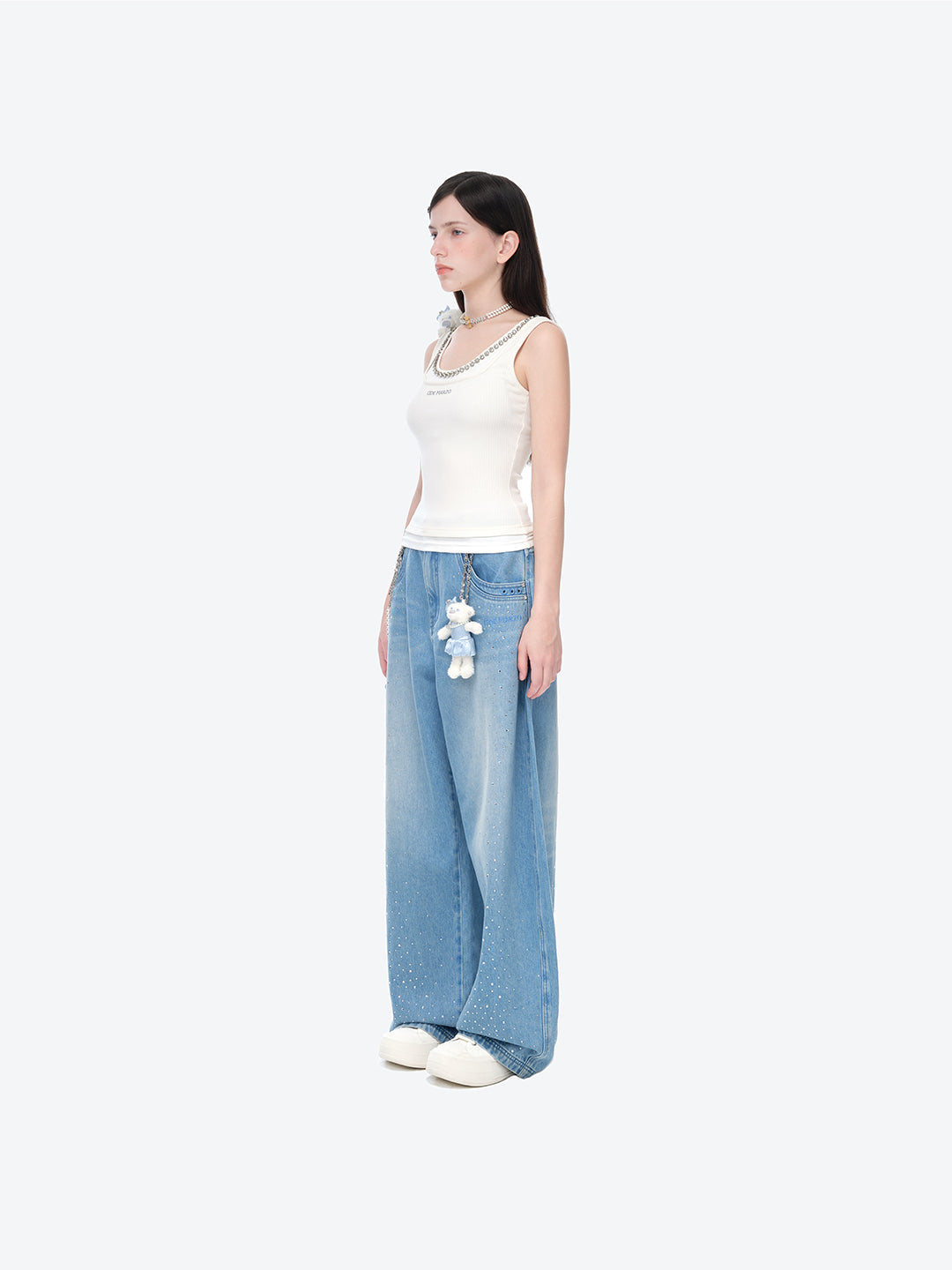 13DE MARZO Faux Gem Vest White