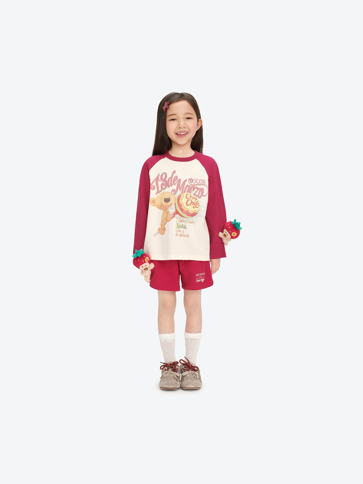 13DE MARZO BabyBear Lollipop Raglan Long Sleeve Red