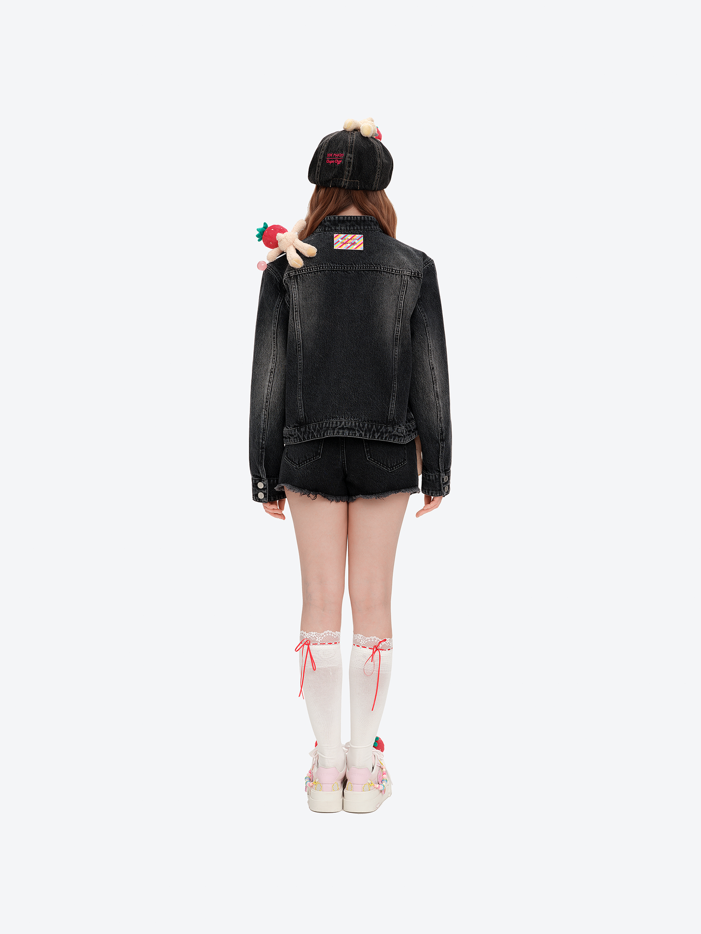 13DE MARZO Chain Detail Beret Black