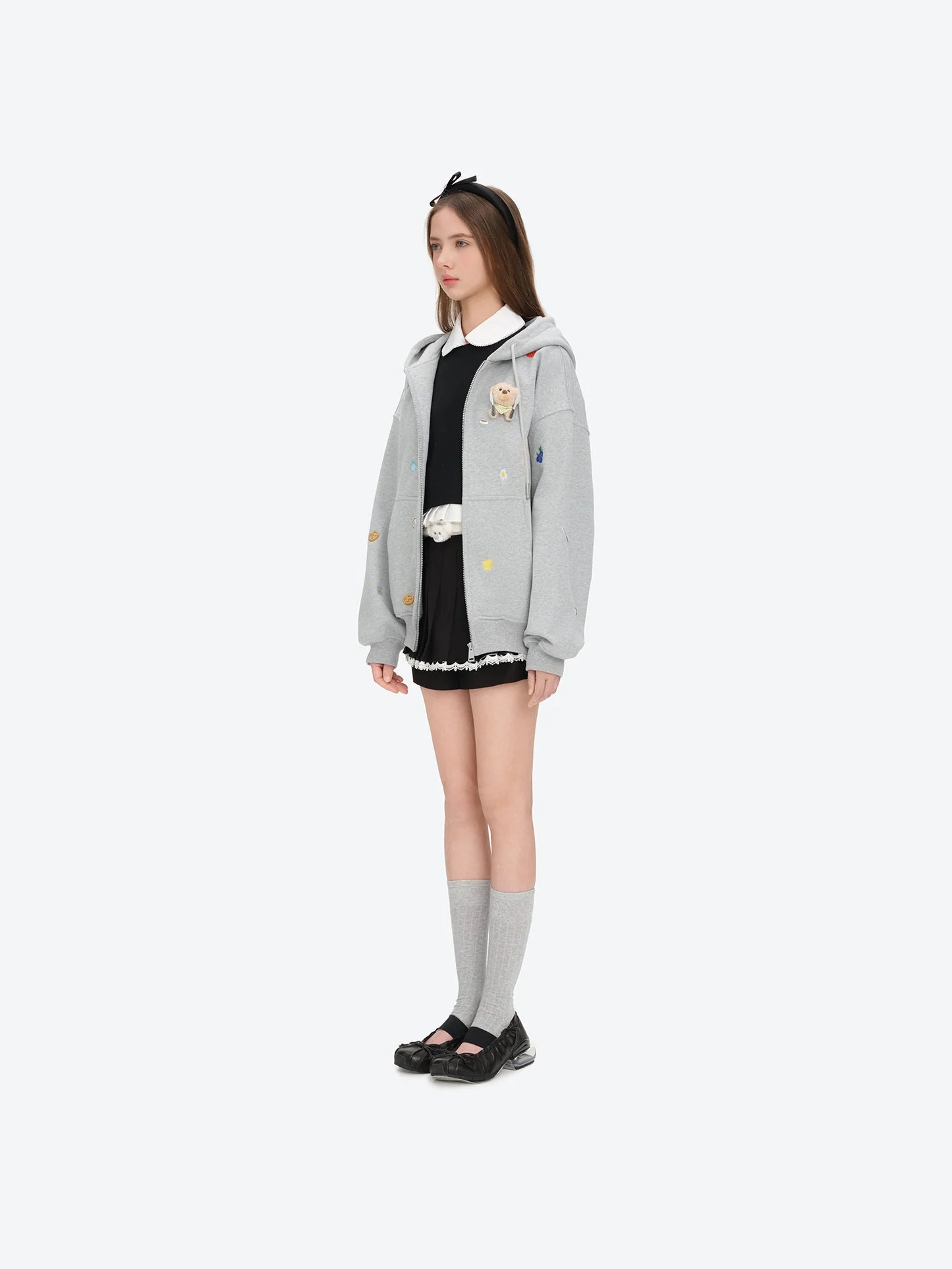 13DE MARZO Nutrition Breakfast Bear Hoodie Grey