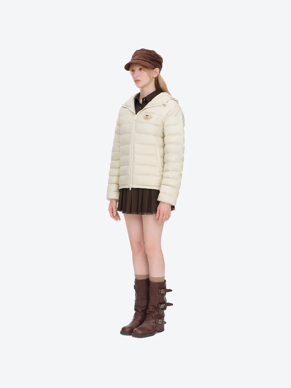 13DE MARZO Doozoo Quilted Down Jacket Beige